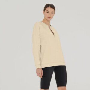 Austrian Luxury WOLFORD SWEATER SPORTY TOP HALF-ZIP in Moon Shell MSRP $320